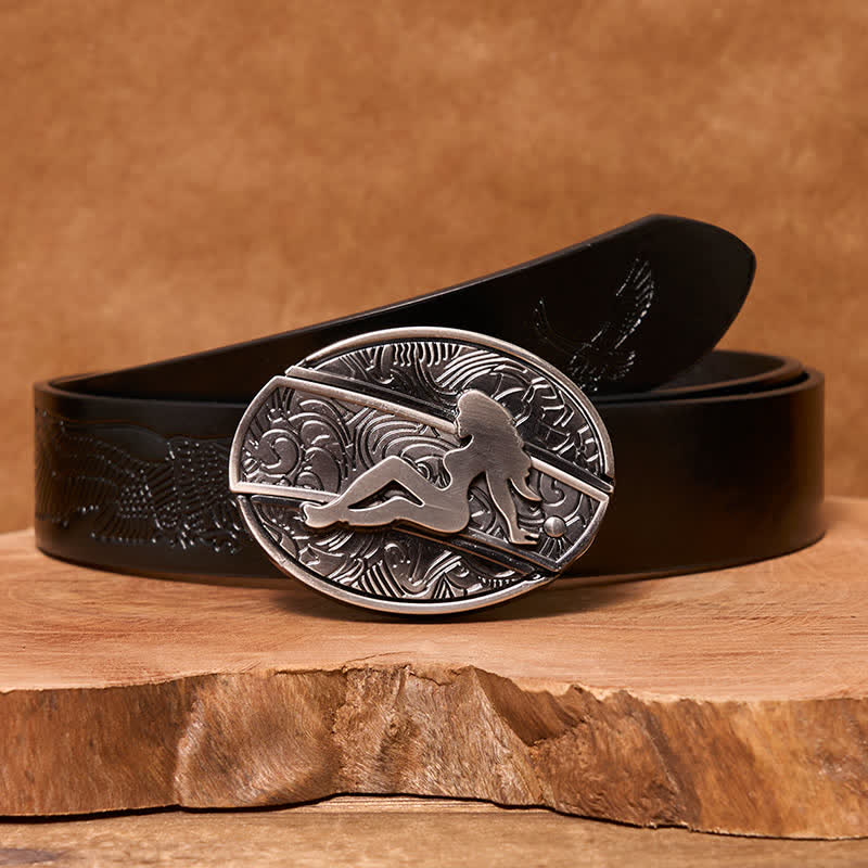 Herren DIY Lady Silhouette Verstecktes Klappmesser Ledergürtel