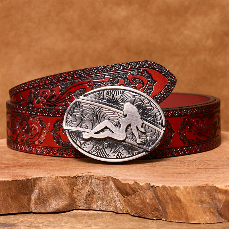 Herren DIY Lady Silhouette Verstecktes Klappmesser Ledergürtel