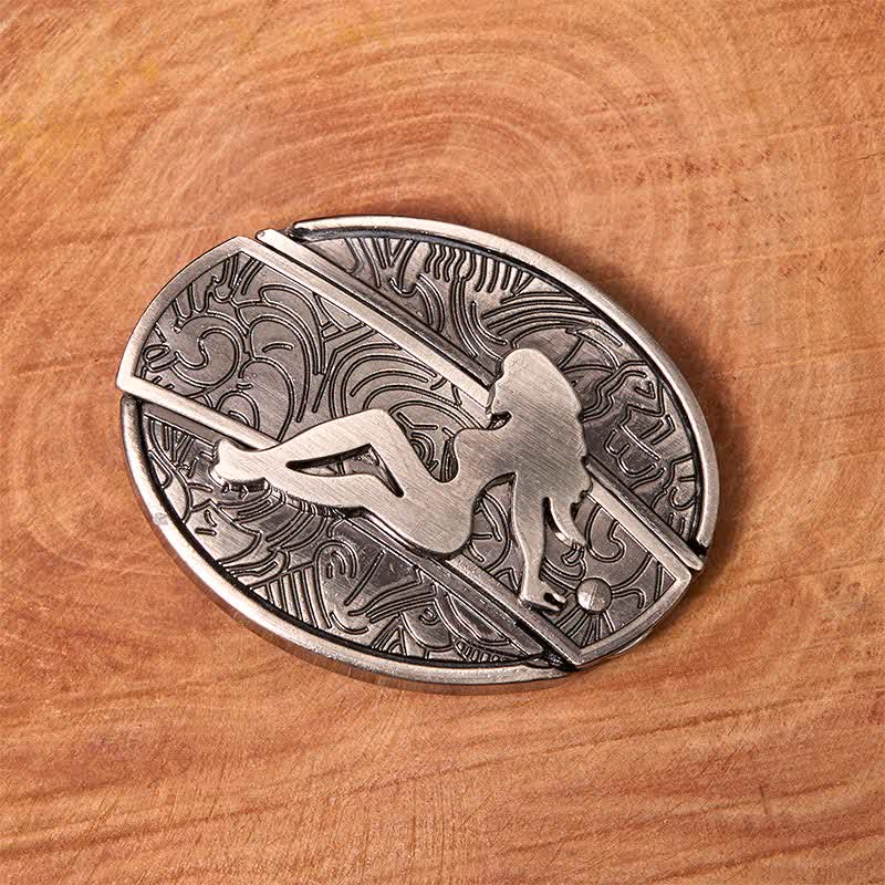 Herren DIY Lady Silhouette Verstecktes Klappmesser Ledergürtel