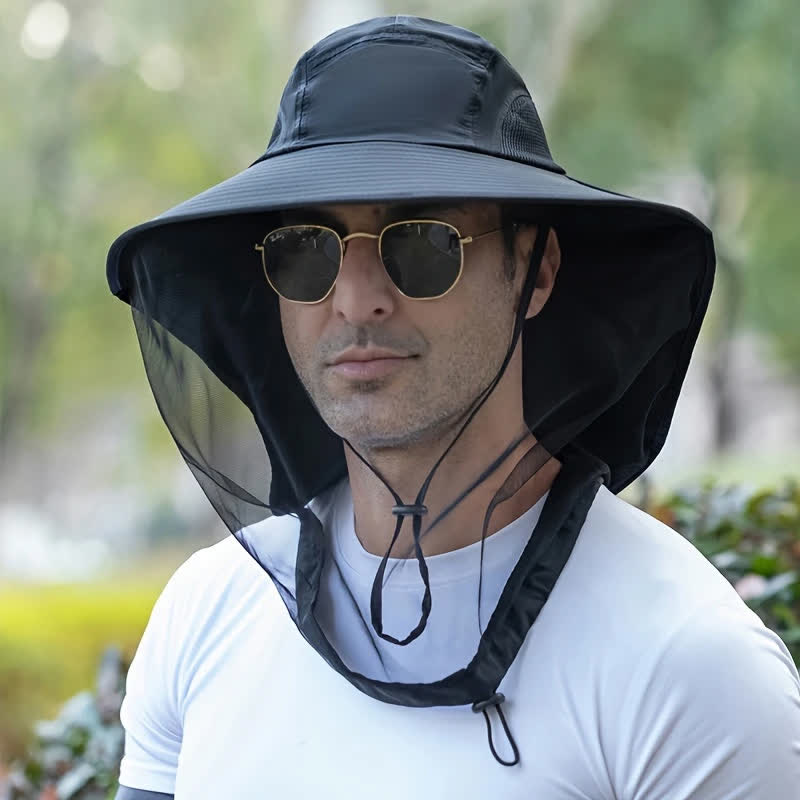 Unisex-Anti-Mücken-Insekten-Eimerhut mit Schleier-Netzschutz