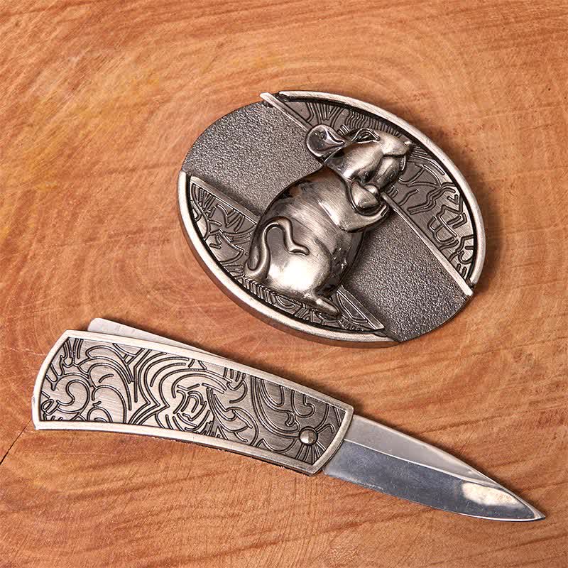 Herren DIY Hamster verstecktes Klappmesser Ledergürtel