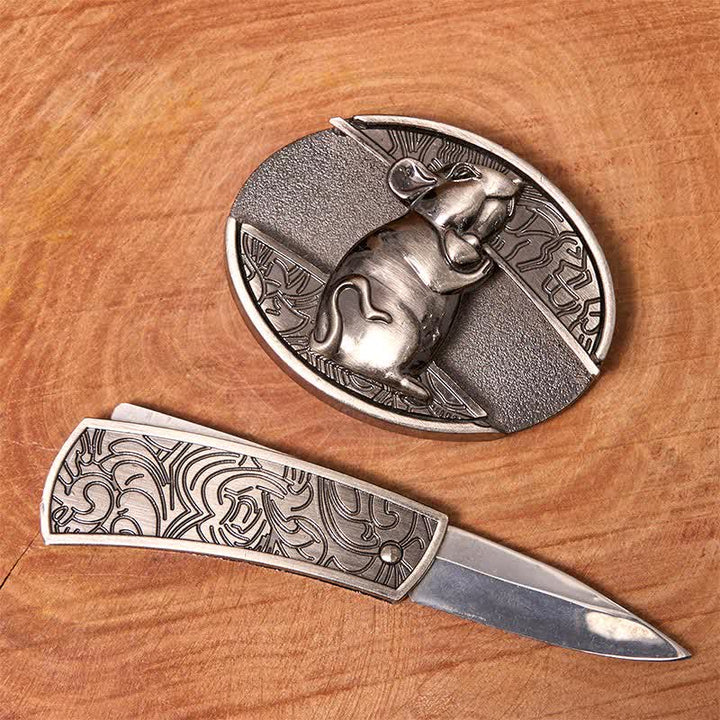 Herren DIY Hamster verstecktes Klappmesser Ledergürtel