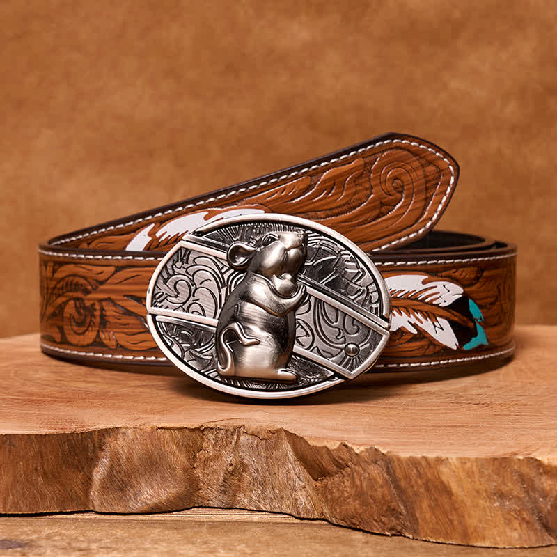 Herren DIY Hamster verstecktes Klappmesser Ledergürtel