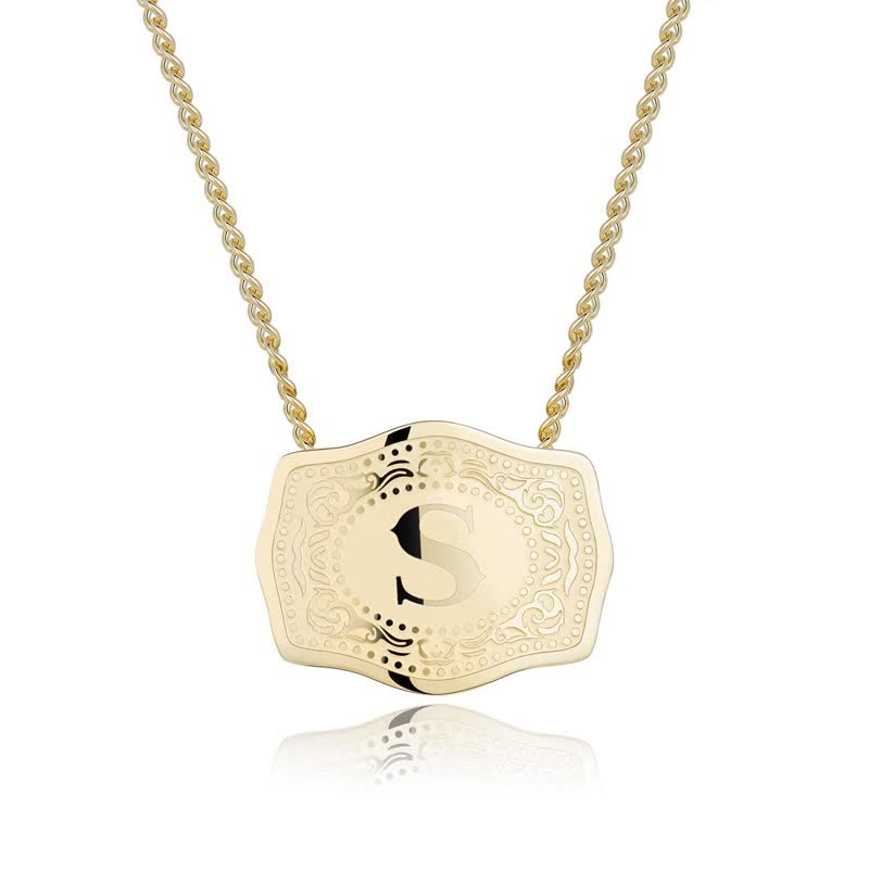 Goldene Halskette mit geprägtem Mini-Anfangsbuchstaben