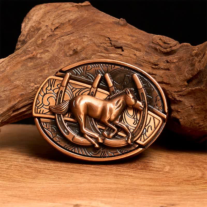 Herren DIY Rot Bronze Galoppierendes Pferd Verstecktes Klappmesser Ledergürtel - Galoppierendes Pferd - Ohne Gürtel - Nicht im Lieferumfang enthaltener Gürtel - image 1