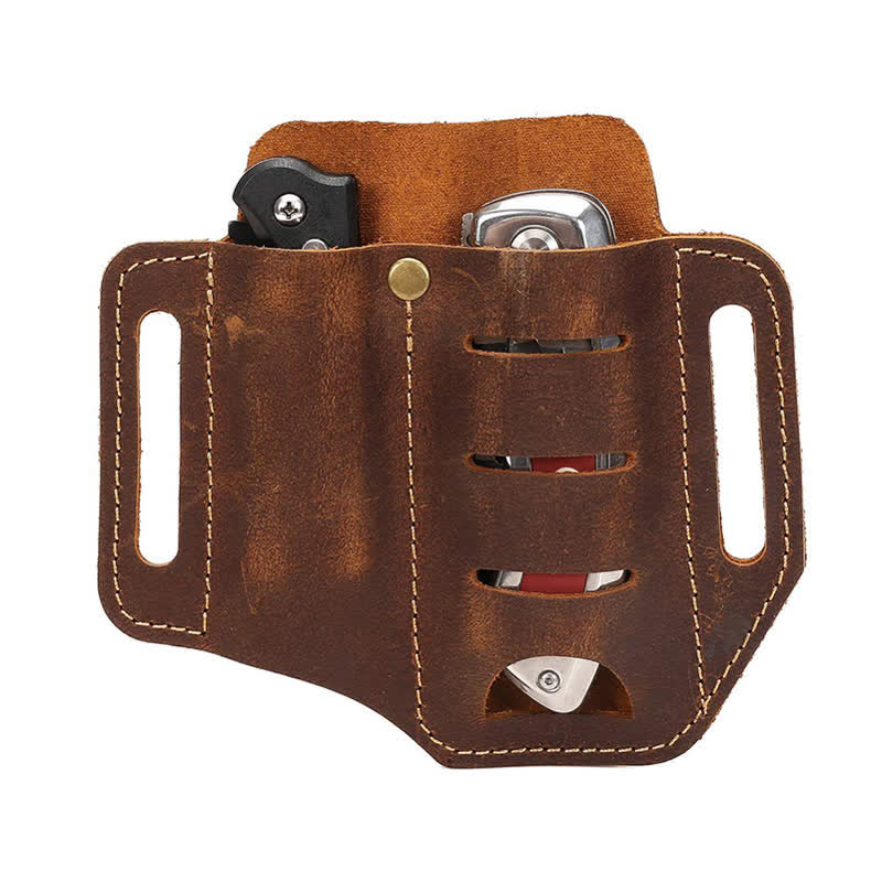 EDC Werkzeugaufbewahrung Holster Klappmesser Taschenlampe Leder Gürteltasche - image 2