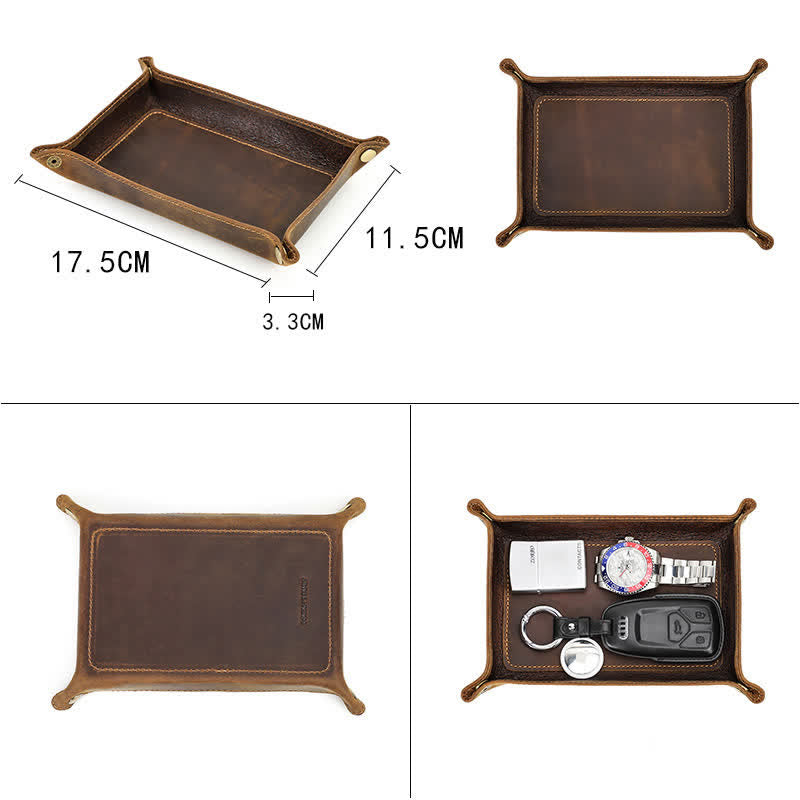 Kleines, rechteckiges, faltbares Valet-Tablett aus Leder mit individuellem Namen - image 4