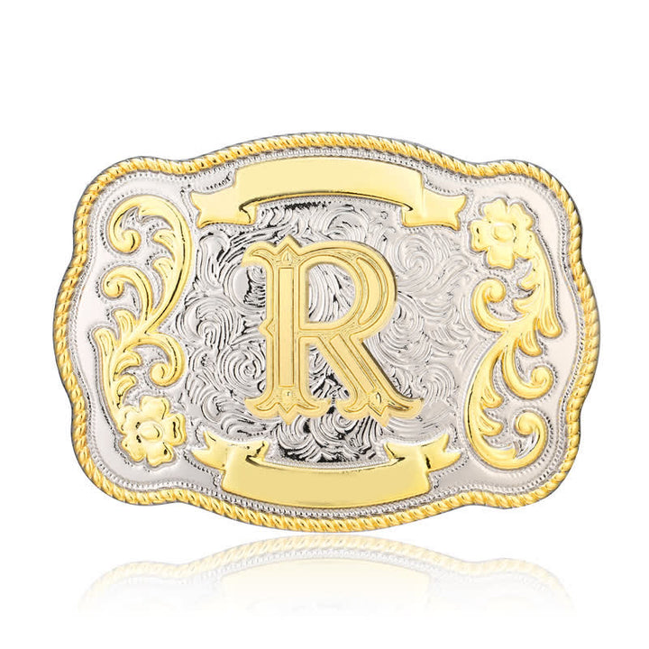 Goldener und silberner DIY Western-Ledergürtel mit Anfangsbuchstabenschnalle - R - Ohne Gürtel - image 18