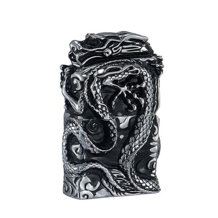 Retro Collection Relief Dragon Nachfüllbares Kerosinfeuerzeug - Silber & Schwarz - image 8