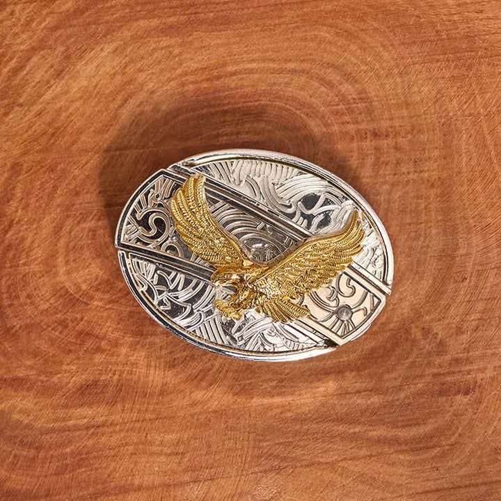 Herren DIY Gold & Silber Adler Verstecktes Klappmesser Ledergürtel - image 3