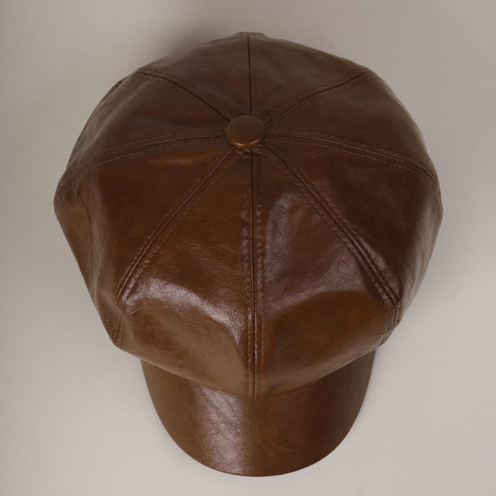 Damen Winter Retro Leder Baskenmütze - image 1