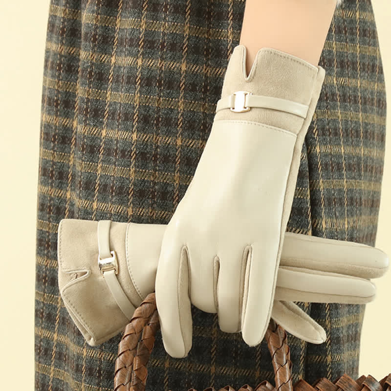 Elegante Winterhandschuhe aus Wildleder mit Metallschnalle für Damen - image 4