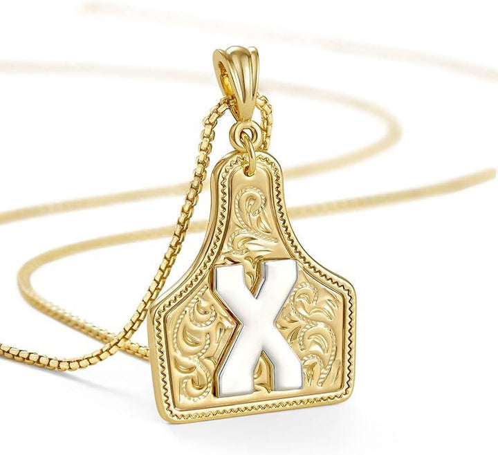 Modische Halskette mit geprägtem goldenen Buchstabenanhänger - X - image 26