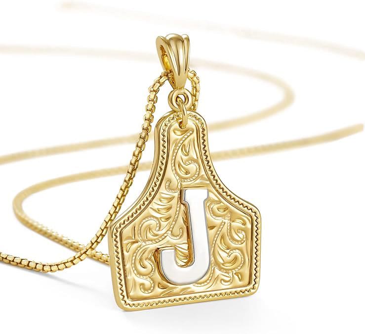 Modische Halskette mit geprägtem goldenen Buchstabenanhänger - J - image 12
