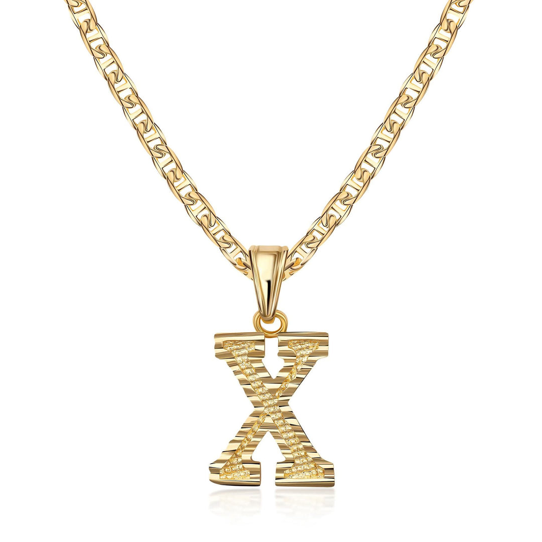 Schlichte & edle Halskette mit goldenem Buchstabenanhänger - X - image 24