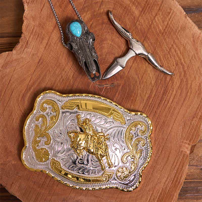 Reiten DIY Gürtelschnalle Türkis Longhorn Bull Anhänger Bundle Set - image 2