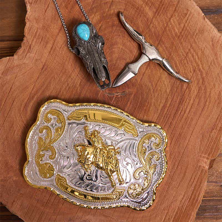 Reiten DIY Gürtelschnalle Türkis Longhorn Bull Anhänger Bundle Set - image 2