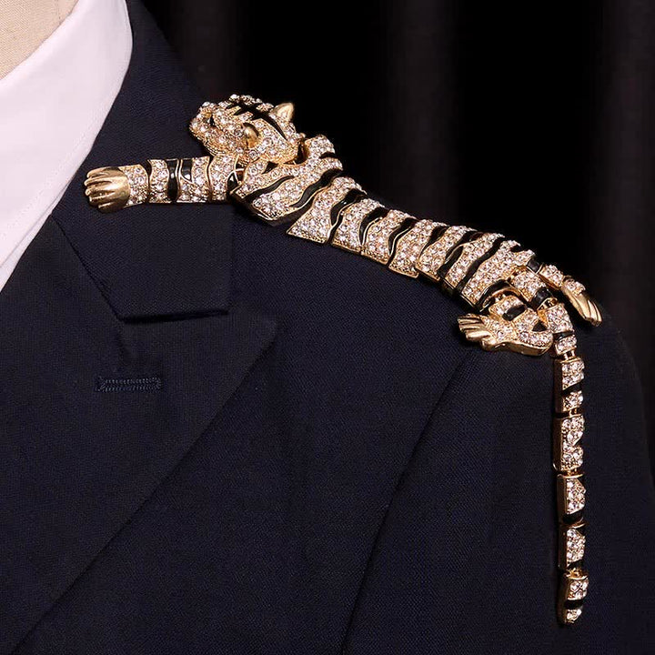 Majestic Tiger – Große, luxuriöse Brosche mit funkelnden Strasssteinen für Herren - image 14