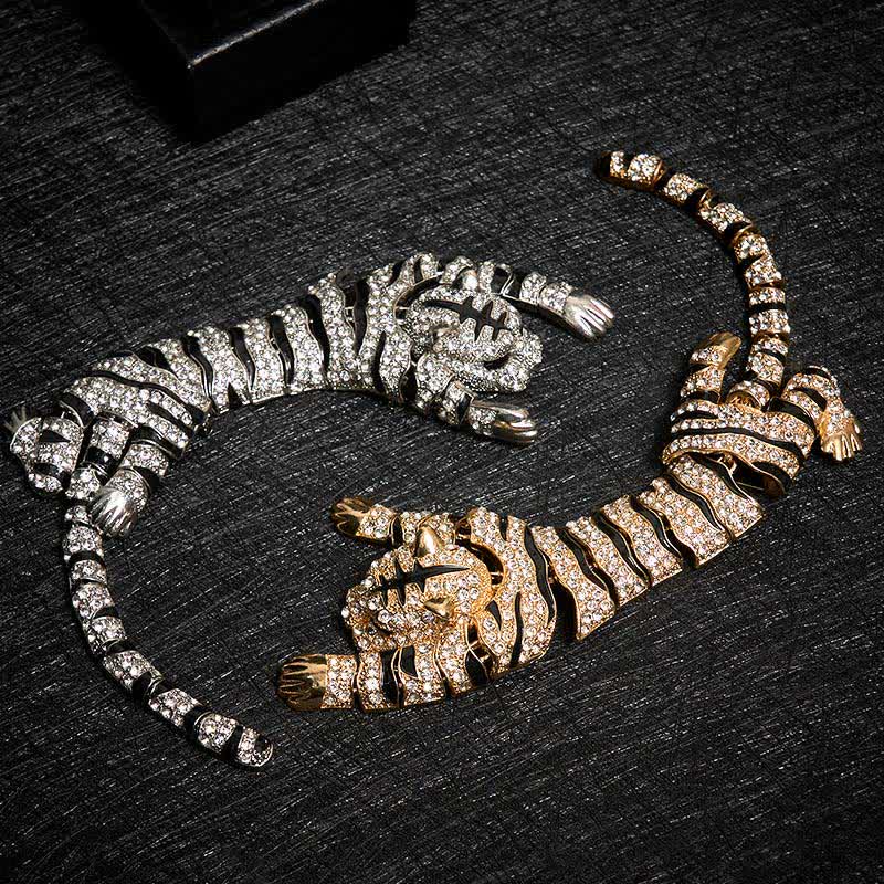 Majestic Tiger – Große, luxuriöse Brosche mit funkelnden Strasssteinen für Herren - image 8