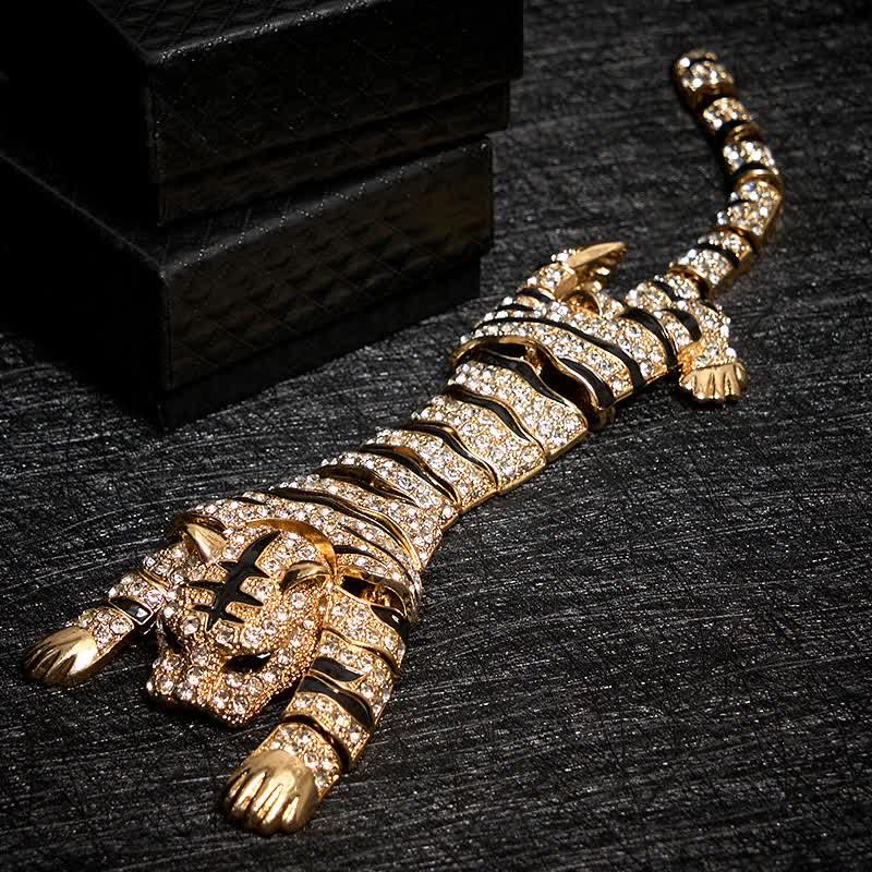 Majestic Tiger – Große, luxuriöse Brosche mit funkelnden Strasssteinen für Herren - image 11