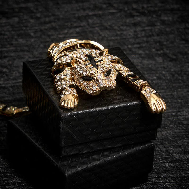 Majestic Tiger – Große, luxuriöse Brosche mit funkelnden Strasssteinen für Herren - image 12