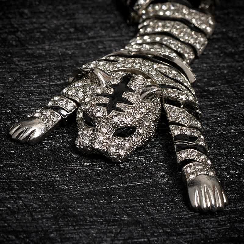 Majestic Tiger – Große, luxuriöse Brosche mit funkelnden Strasssteinen für Herren - image 4