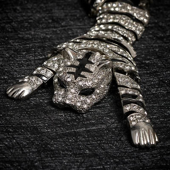 Majestic Tiger – Große, luxuriöse Brosche mit funkelnden Strasssteinen für Herren - image 4