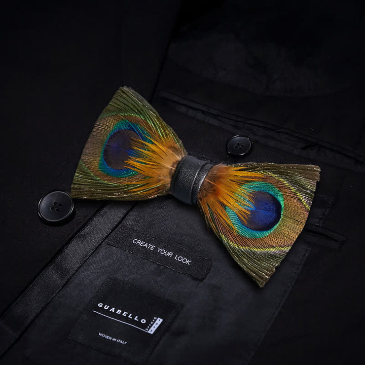 Grüne Pfauenaugen-Fliege mit Federn und Anstecknadel - image 2