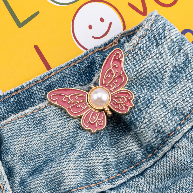 Nagelfreier Hosengürtelclip mit Perlen und Schmetterlingen für Damen - Gemusterter Perlenschmetterling - Rose - image 4