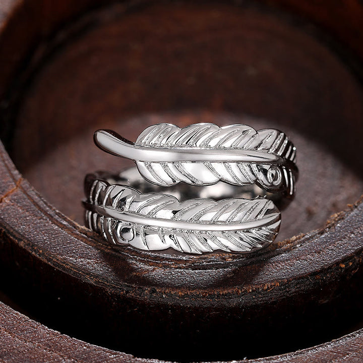 Verstellbarer Vintage-Bananenblattring in massivem Kupfer - Silber - Einstellbar - image 2