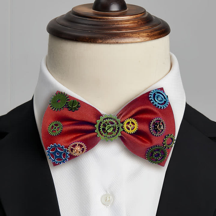 Fliege mit Steampunk-Zahnradverzierung im Industrial-Ästhetik-Stil - Rot - image 6