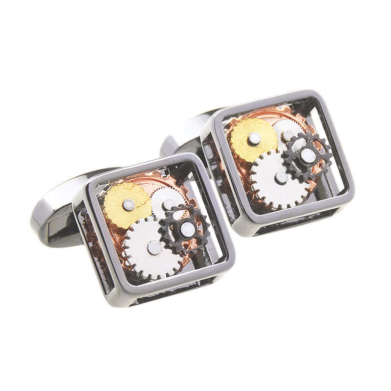 Quadratische Manschettenknöpfe für Herren im Steampunk-Stil mit mechanischer Kunst - image 3