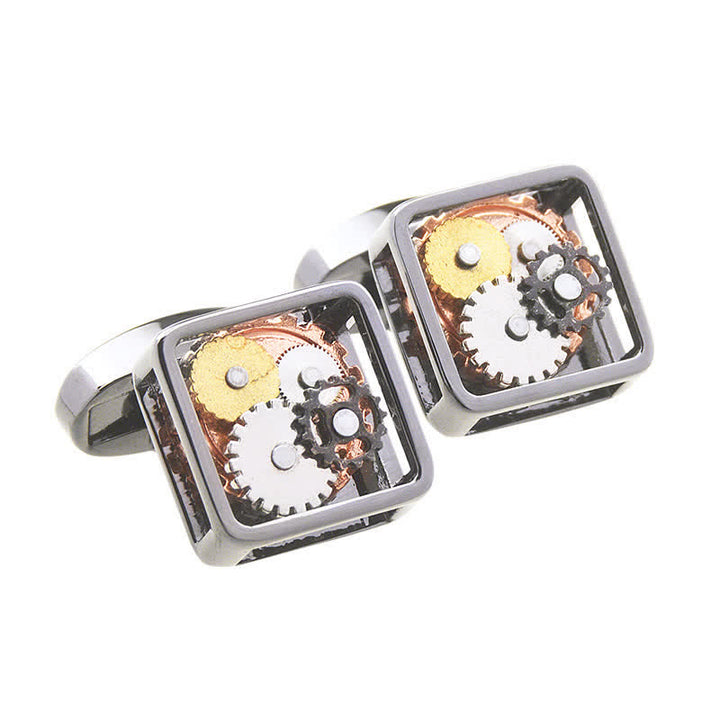 Quadratische Manschettenknöpfe für Herren im Steampunk-Stil mit mechanischer Kunst - image 3