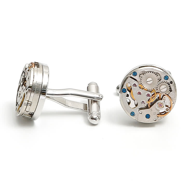 Exquisite silberne Manschettenknöpfe mit mechanischen Steampunk-Zahnrädern - image 7