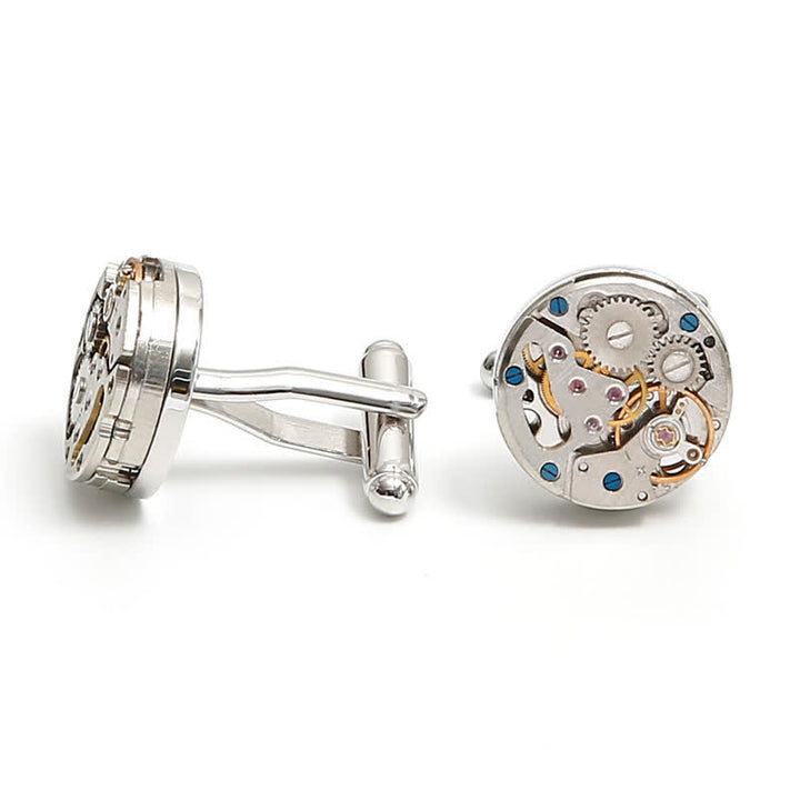 Exquisite silberne Manschettenknöpfe mit mechanischen Steampunk-Zahnrädern - image 7
