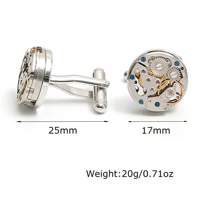 Exquisite silberne Manschettenknöpfe mit mechanischen Steampunk-Zahnrädern - image 3
