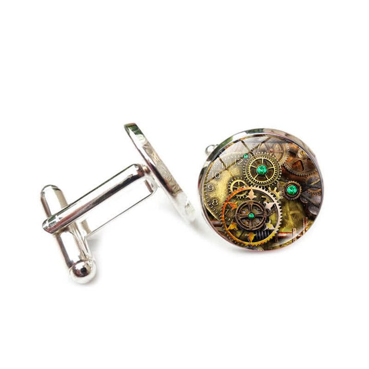 Manschettenknöpfe im Steampunk-Stil mit Zahnrädern im Vintage-Stil - image 2