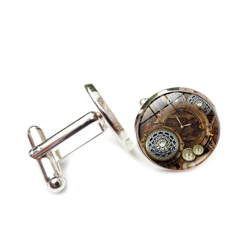 Manschettenknöpfe im Steampunk-Stil mit Zahnrädern im Vintage-Stil - Stil Nr. 6 - image 9