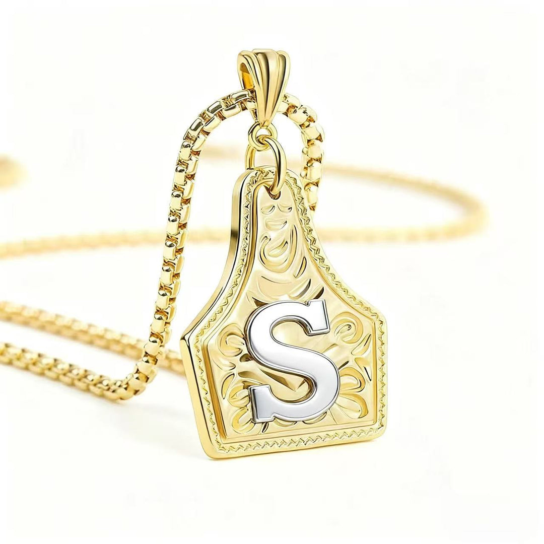 Exquisite Halskette mit geprägtem Buchstabenanhänger in Gold und Silber - Golden - S - image 22