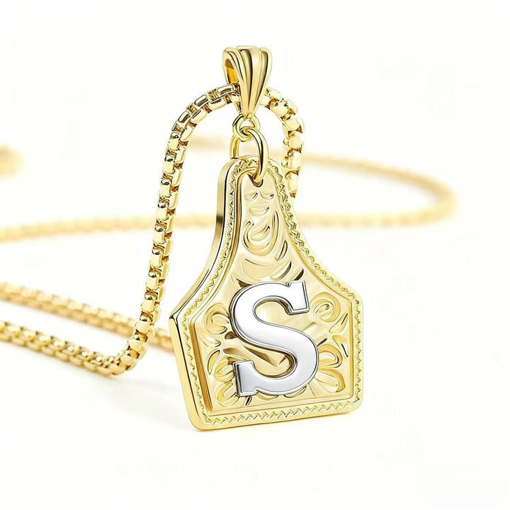 Exquisite Halskette mit geprägtem Buchstabenanhänger in Gold und Silber - Golden - S - image 22