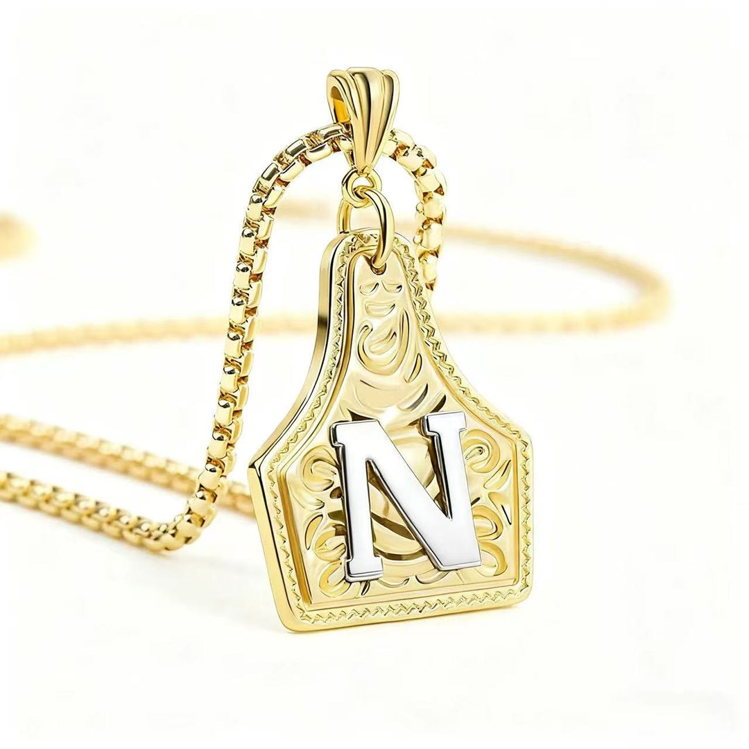 Exquisite Halskette mit geprägtem Buchstabenanhänger in Gold und Silber - Golden - N - image 17