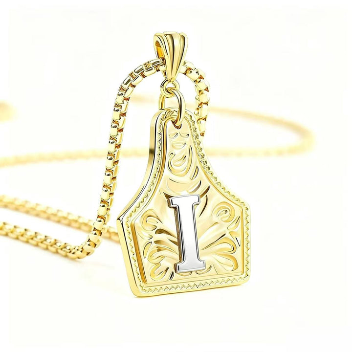 Exquisite Halskette mit geprägtem Buchstabenanhänger in Gold und Silber - Golden - ICH - image 12