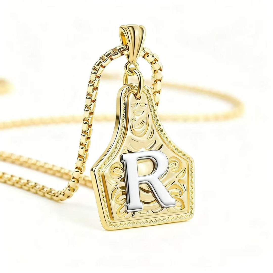 Exquisite Halskette mit geprägtem Buchstabenanhänger in Gold und Silber - Golden - R - image 21