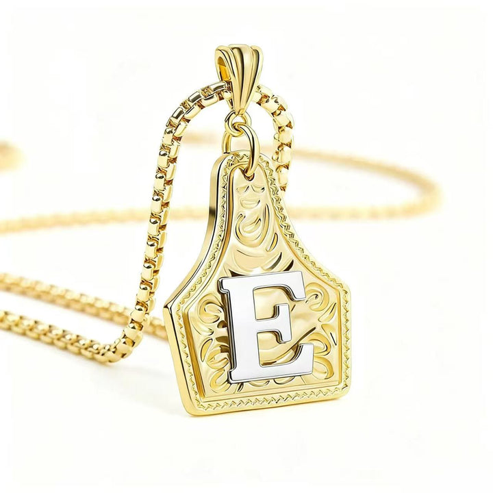 Exquisite Halskette mit geprägtem Buchstabenanhänger in Gold und Silber - Golden - E - image 8