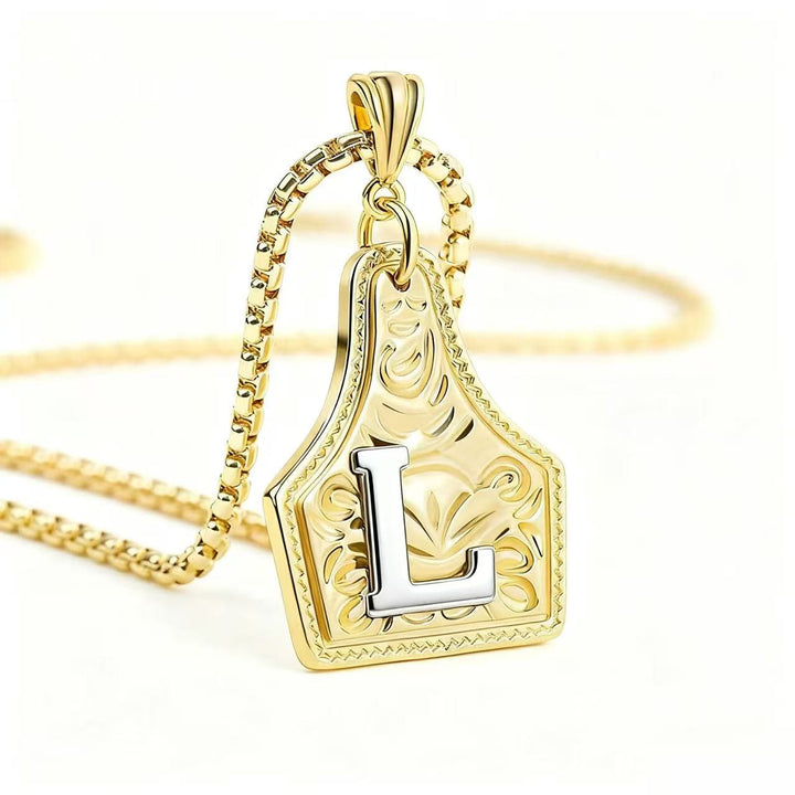 Exquisite Halskette mit geprägtem Buchstabenanhänger in Gold und Silber - Golden - L - image 15