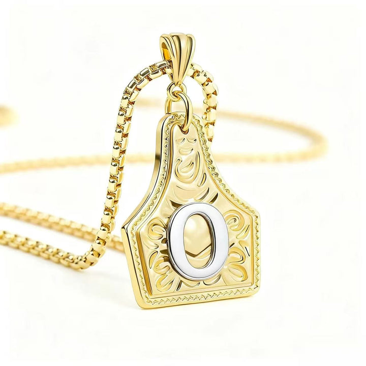 Exquisite Halskette mit geprägtem Buchstabenanhänger in Gold und Silber - Golden - O - image 18