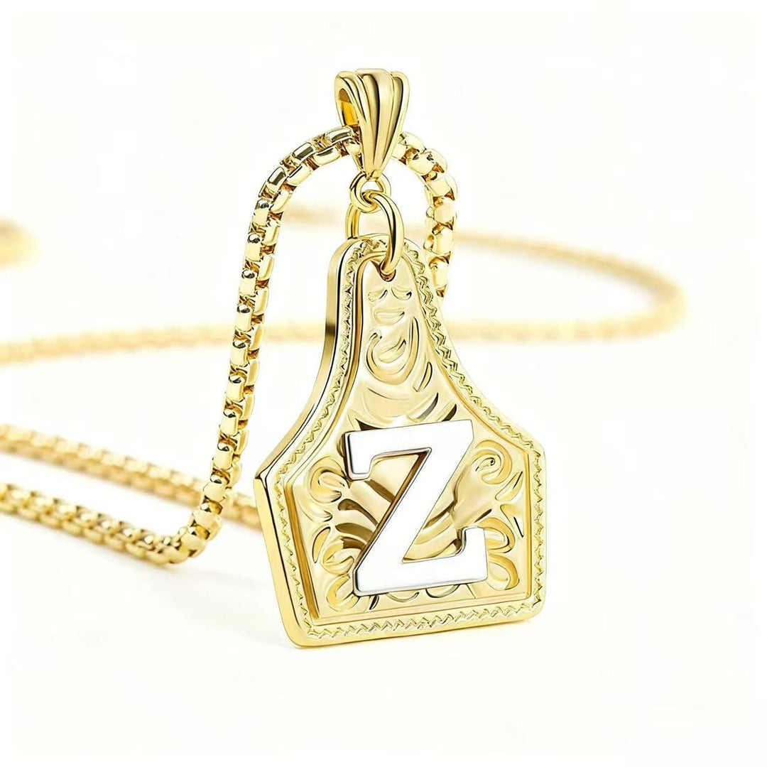 Exquisite Halskette mit geprägtem Buchstabenanhänger in Gold und Silber - Golden - Z - image 29