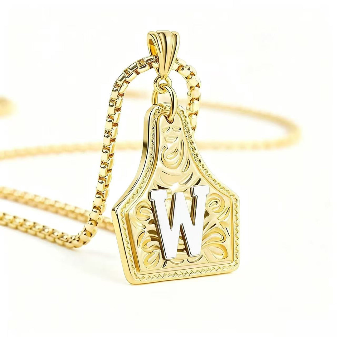Exquisite Halskette mit geprägtem Buchstabenanhänger in Gold und Silber - Golden - W - image 26