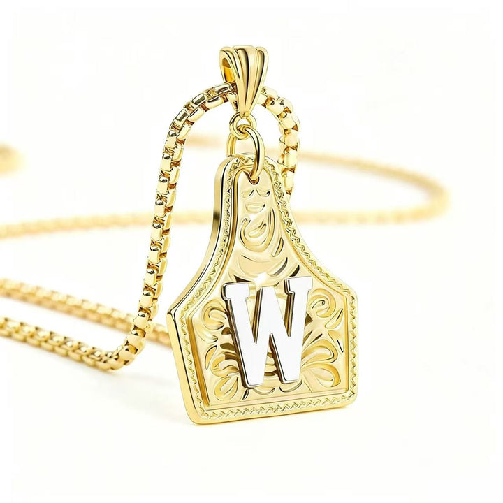 Exquisite Halskette mit geprägtem Buchstabenanhänger in Gold und Silber - Golden - W - image 26