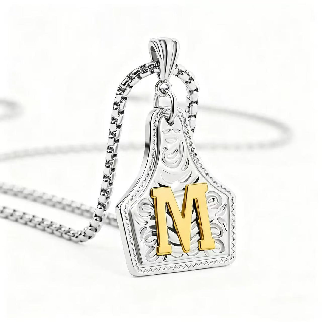 Exquisite Halskette mit geprägtem Buchstabenanhänger in Gold und Silber - Silber - M - image 42